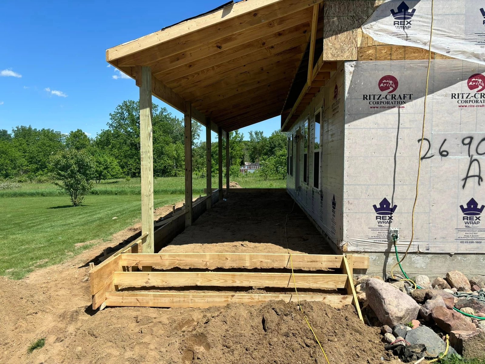 Before pouring stamped concrete flatwork on a front porch