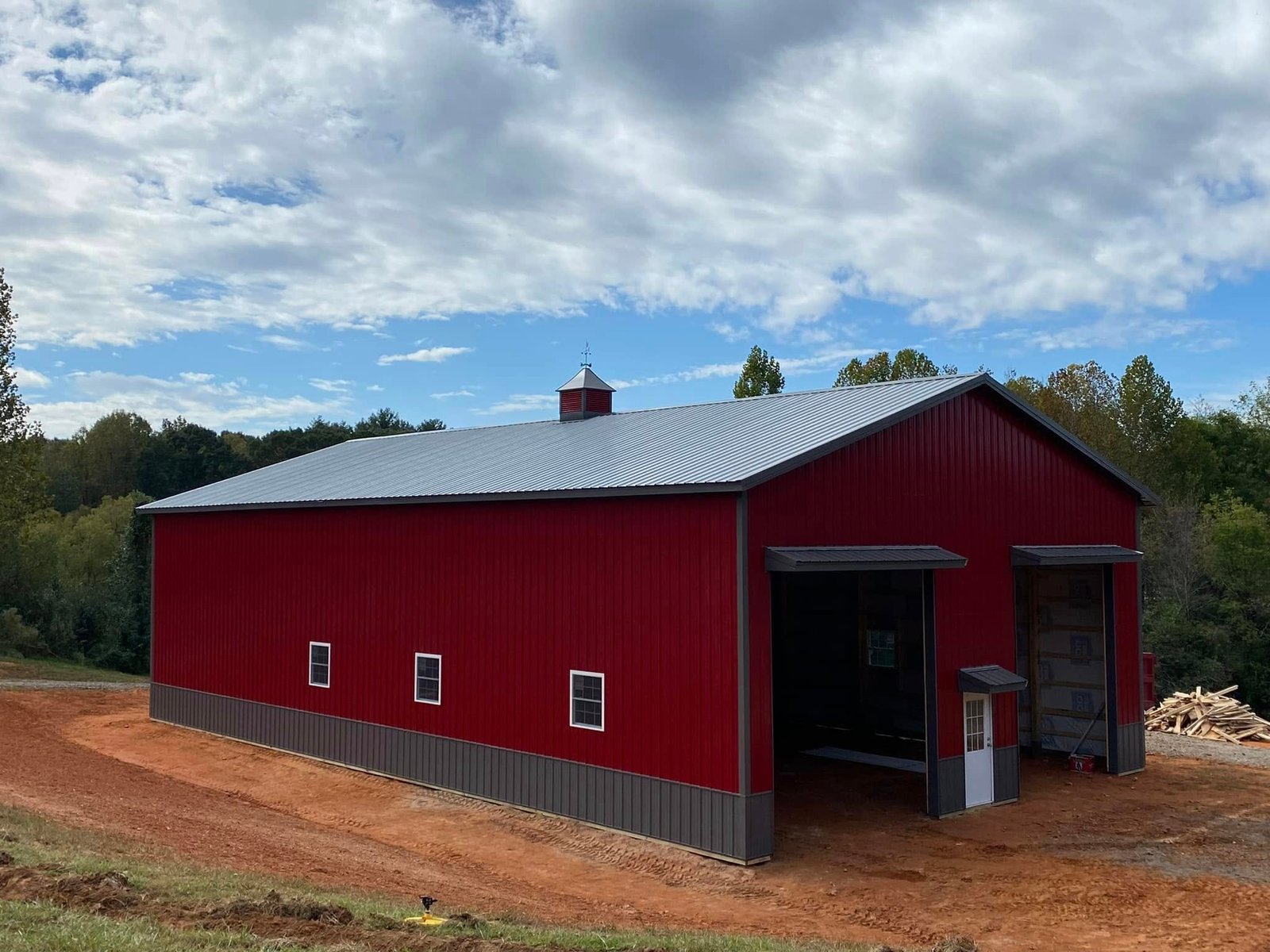 Red pole barn exterior by Hershberger Construction